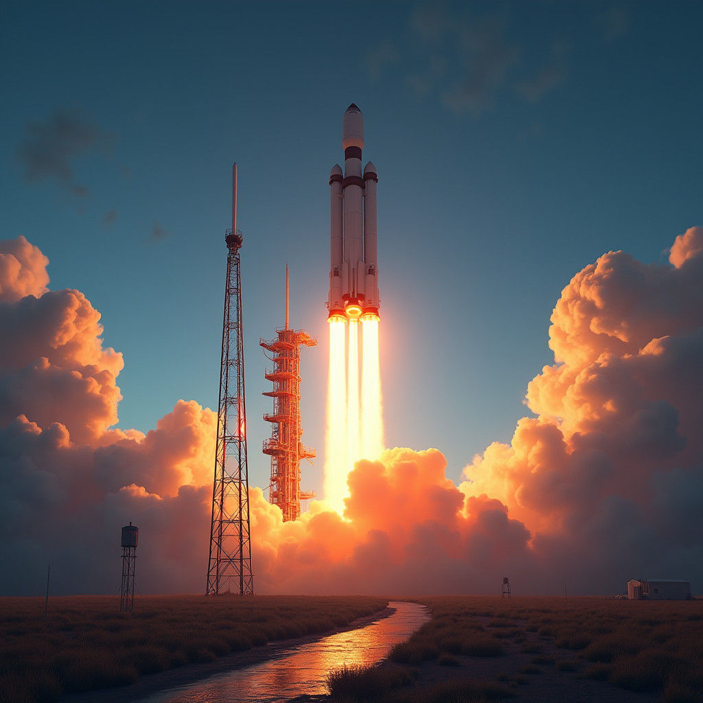 Dramatic Rocket Launch Ascends into Space