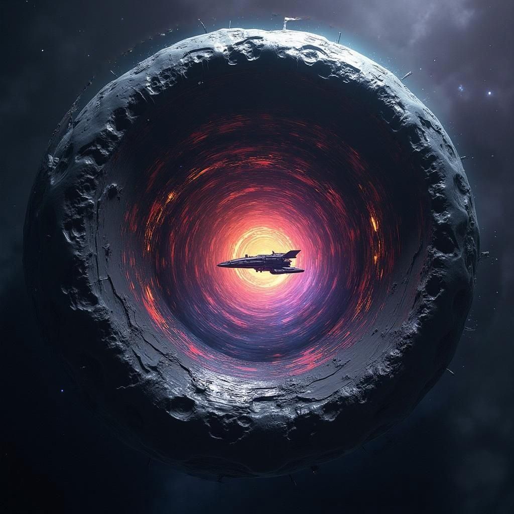 Wormhole Ring with Starship in Graffiti Art Style