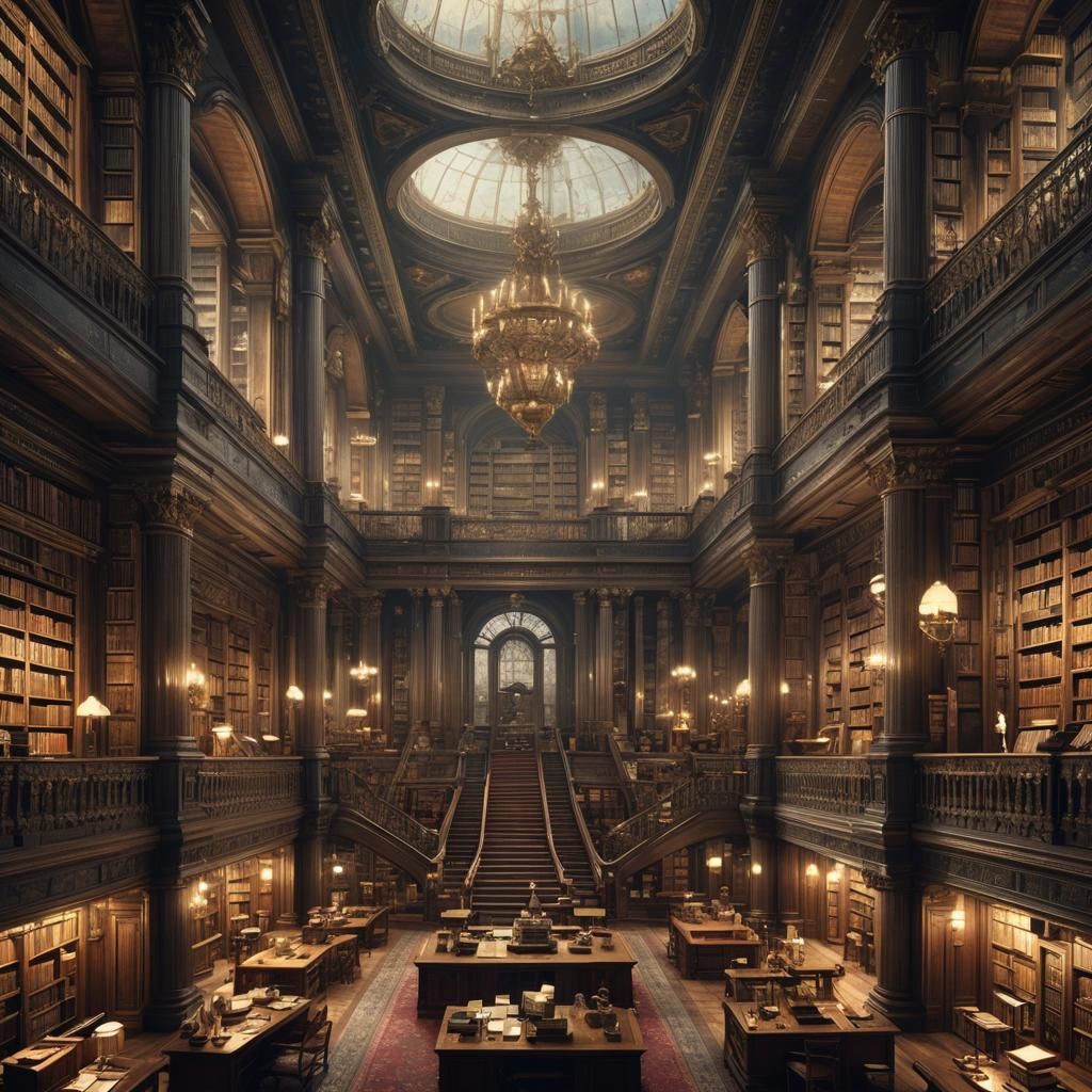 Epic Grand Library Digital Matte Painting