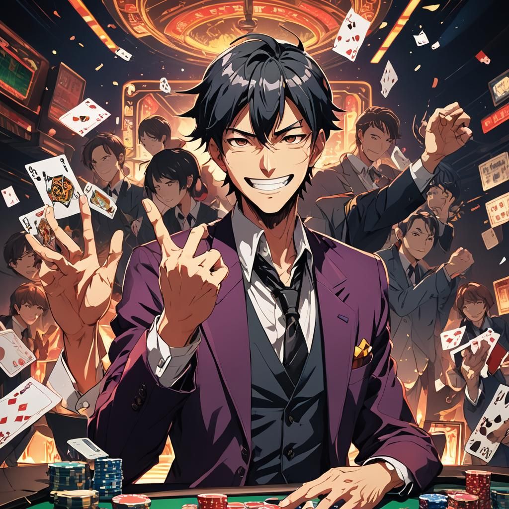 Anime Gambling Master Triumphs in Cel-Shaded Style