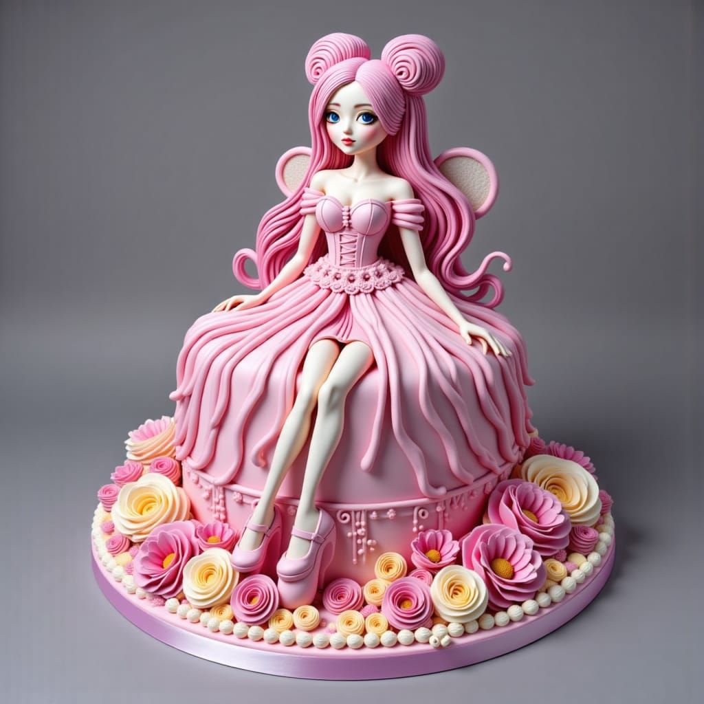 Cyborg Princess in Hyperrealistic Buttercream Frosting