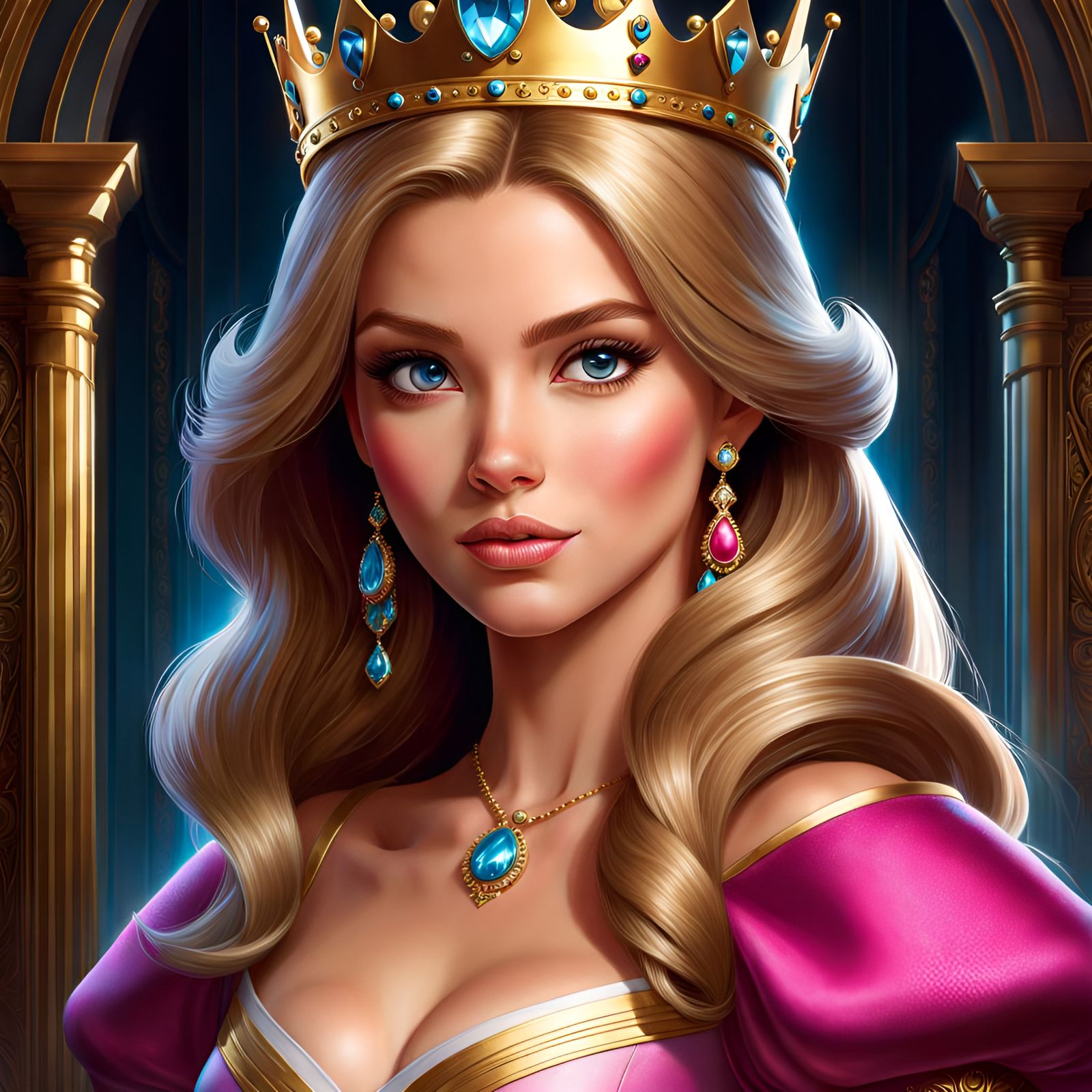 Mischievous Princess Portrait in Digital Art Style