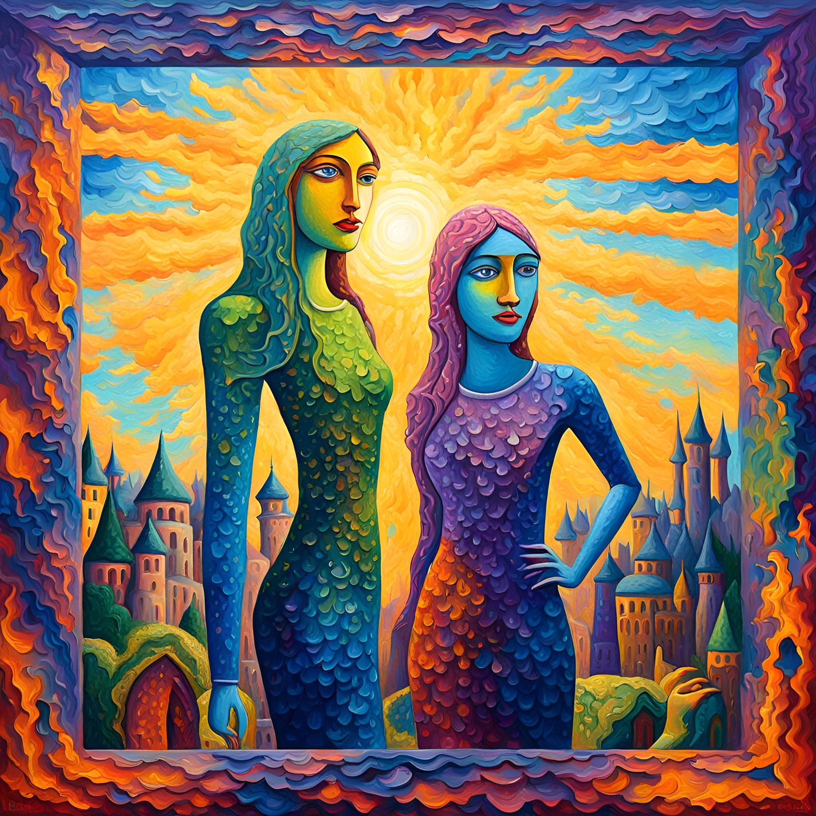 Psychedelic Fantasy Castle in Expressionist Style