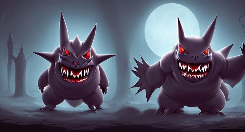 Terrifying Gengar Pokemon in Detailed Matte Painting