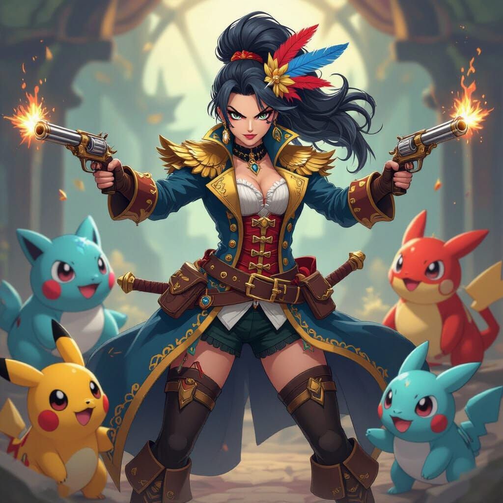 Pirate Queen with Pistol-Swords in Studio Trigger Style