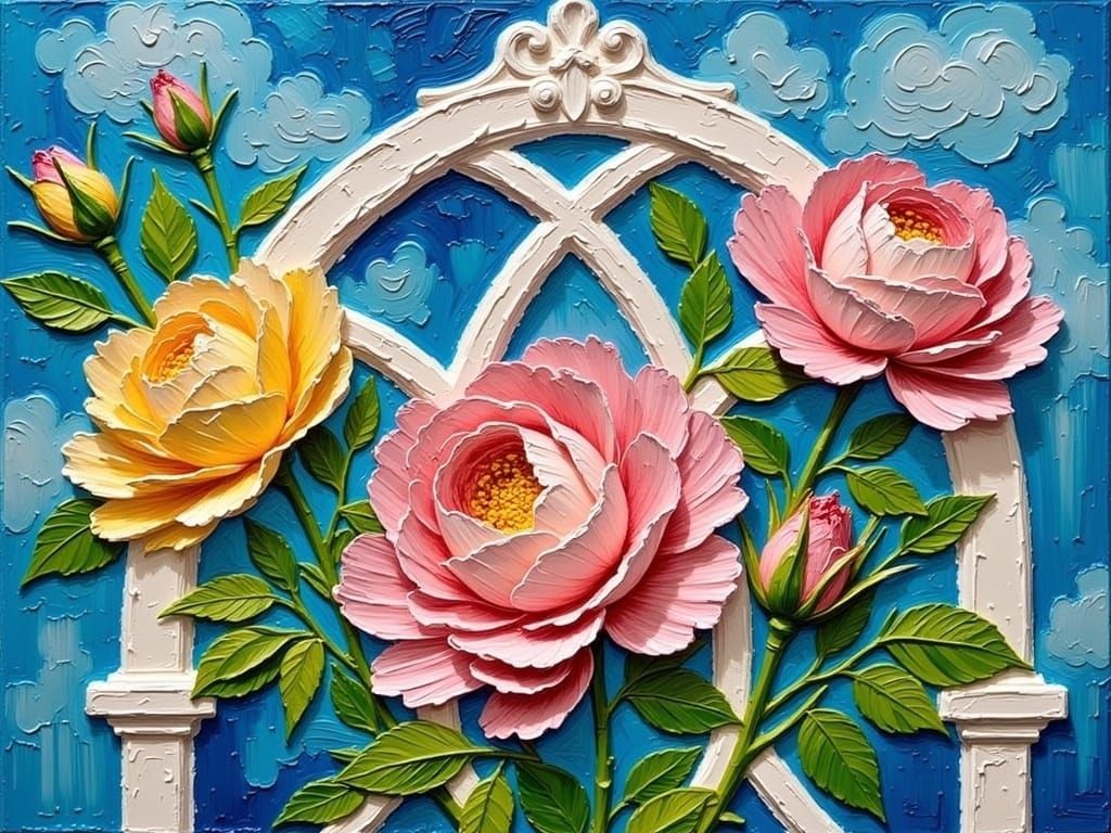 Impasto Roses in Vibrant, Textured Oil Painting