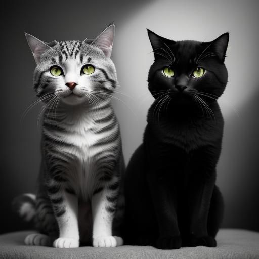 Black Cats on a House Under Full Moon