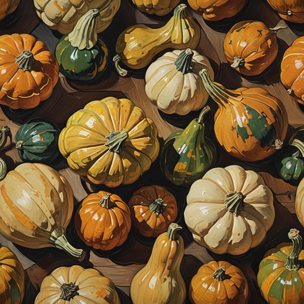 Gourds Still Life: Van Gogh-Inspired Oil Painting