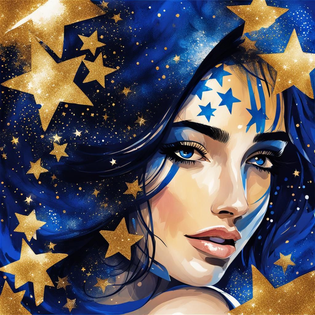 Jewish Girl with Israel Flag Splash Art