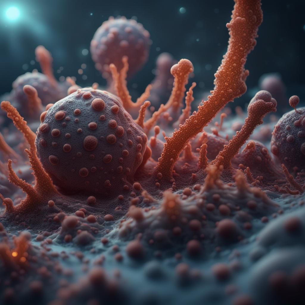 Microscopic Amoeba with Cinematic Lighting, Detailed Art