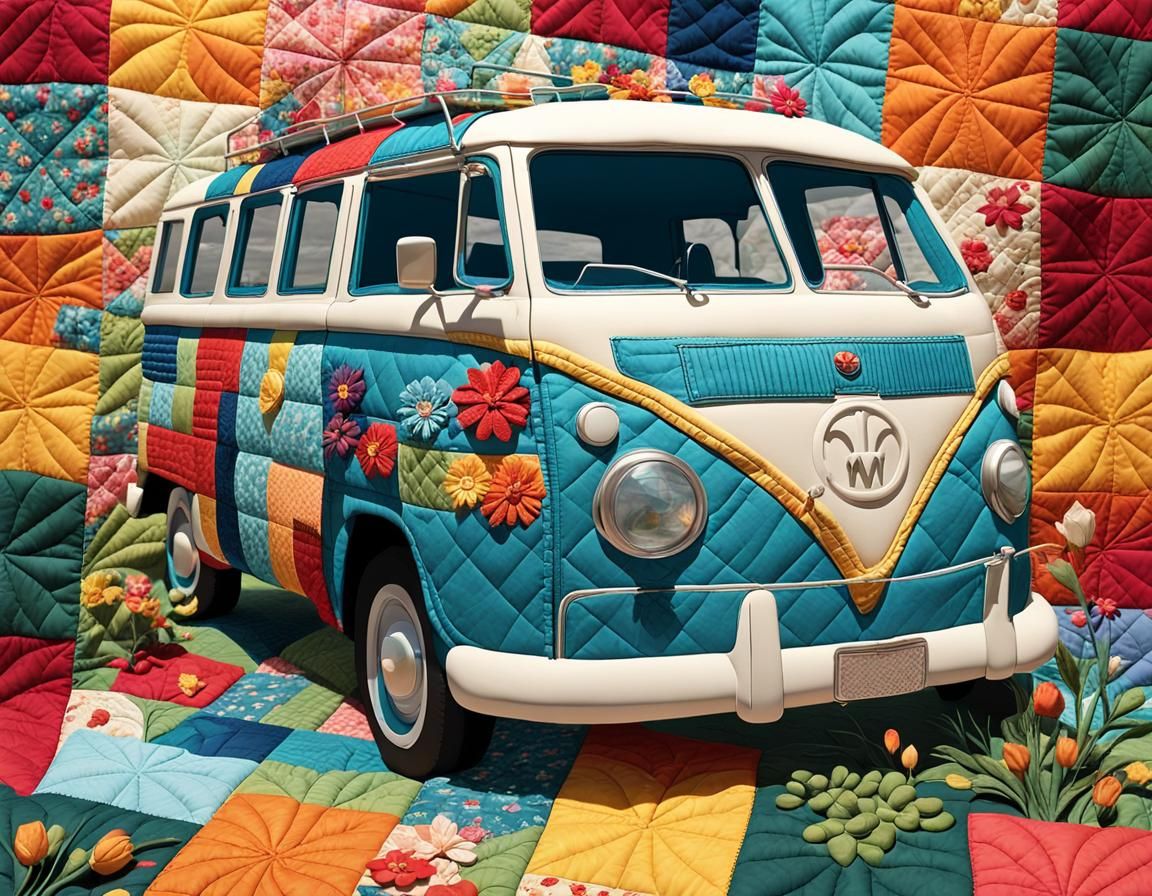 Photorealistic 3D Quilt with Vibrant Patchwork