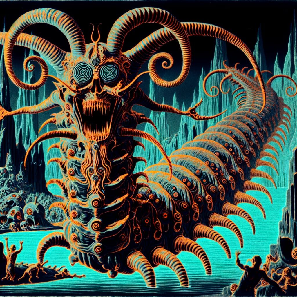 Grotesque Figure in Surreal Abyss