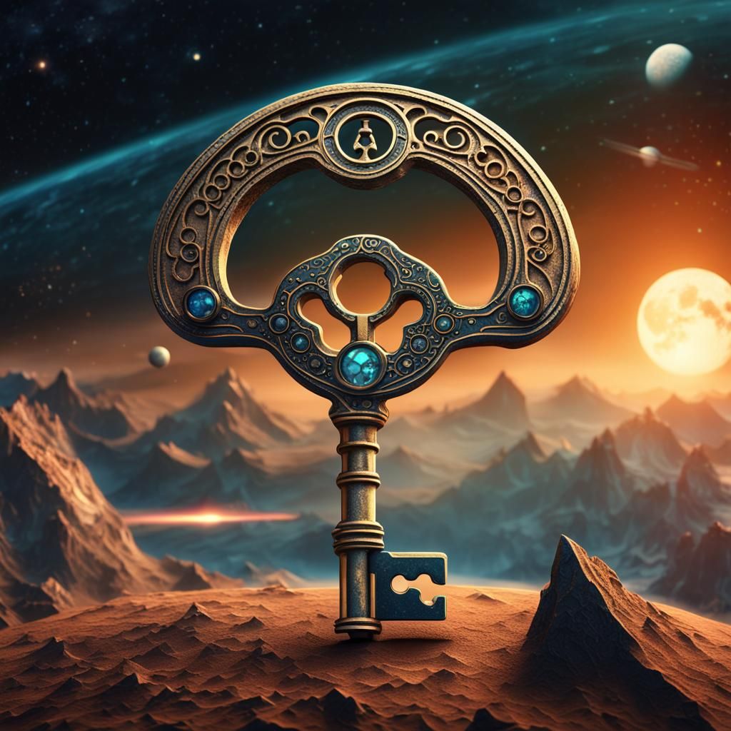 Antique Skeleton Key in Deep Space