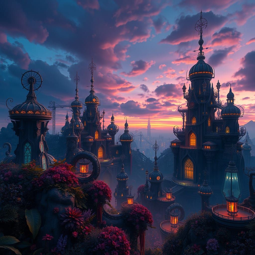 Dreamlike Cityscape at Dusk