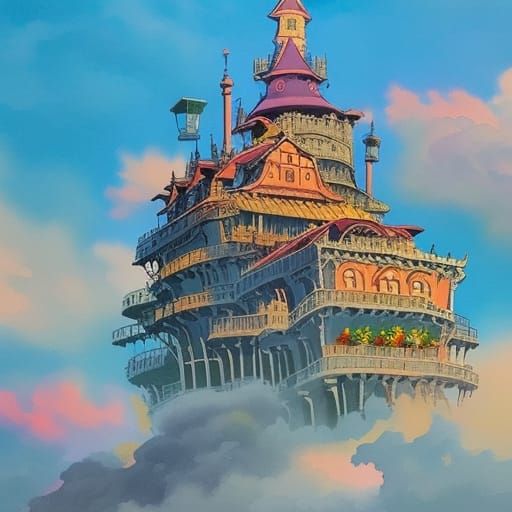 Howl's Moving Castle: Impressionist Gouache Masterpiece
