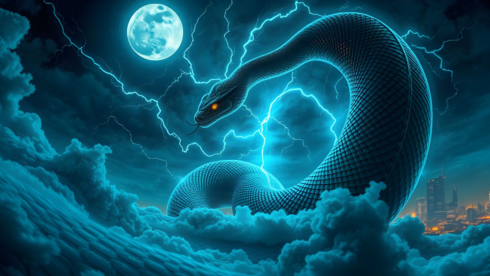 Serpent Tornado with Lightning: Abstract Art