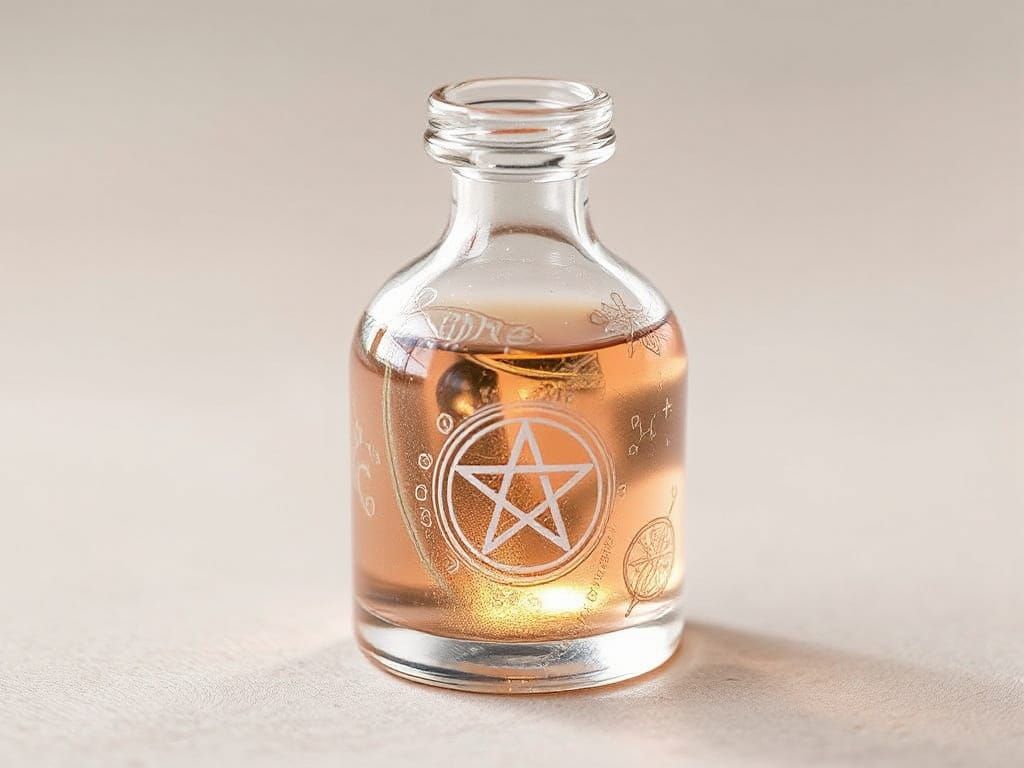 Surreal Glass Vial with Iridescent Liquid in Dreamy, Etherea...