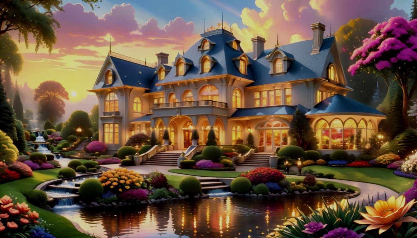 Luxury Mansion Under Starry Night Sky