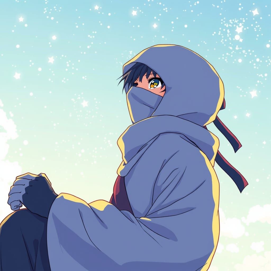 Anime Ninja Gazing at Starry Sky