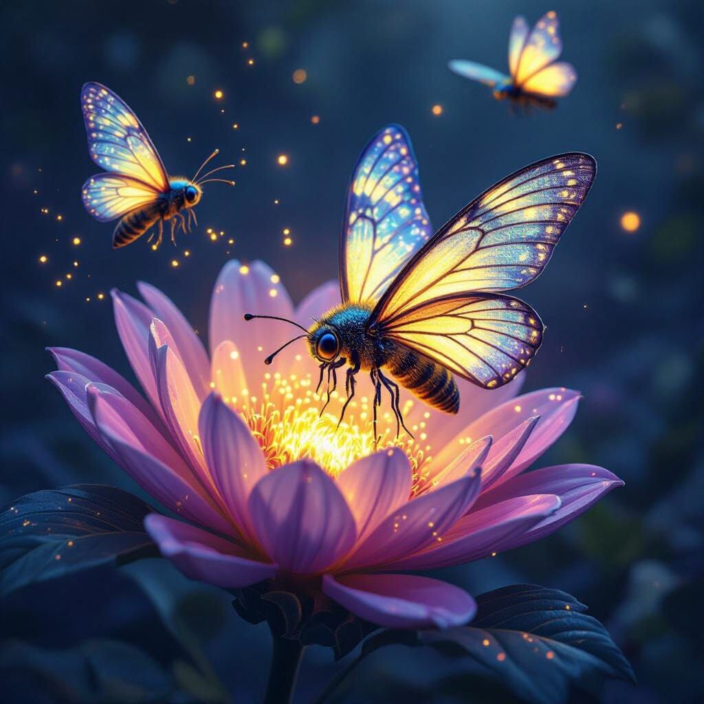 Glimmerbees in Dark Fantasy Style with Dynamic Lighting