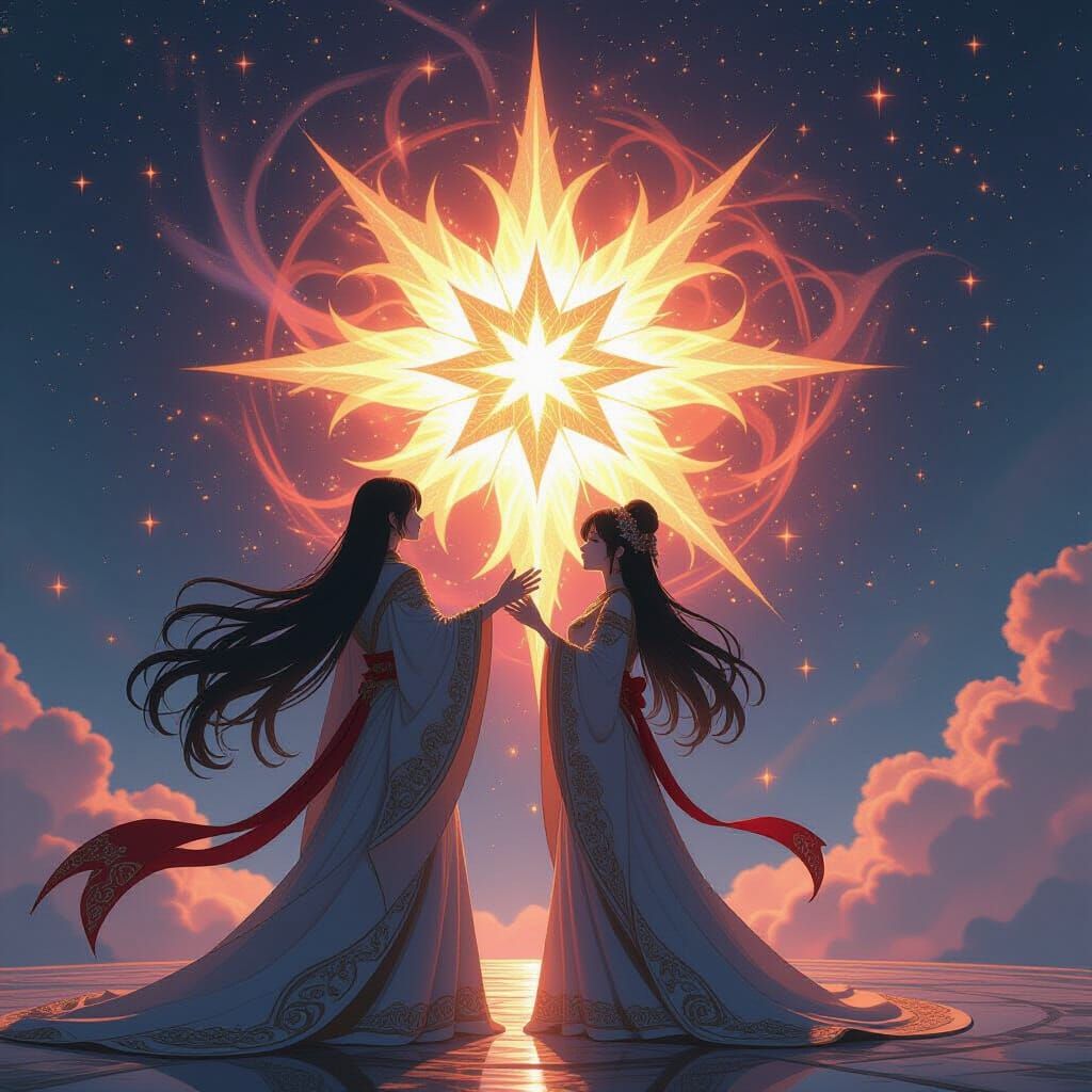 Celestial Entity Bonds with Royal in Cosmic Embrace