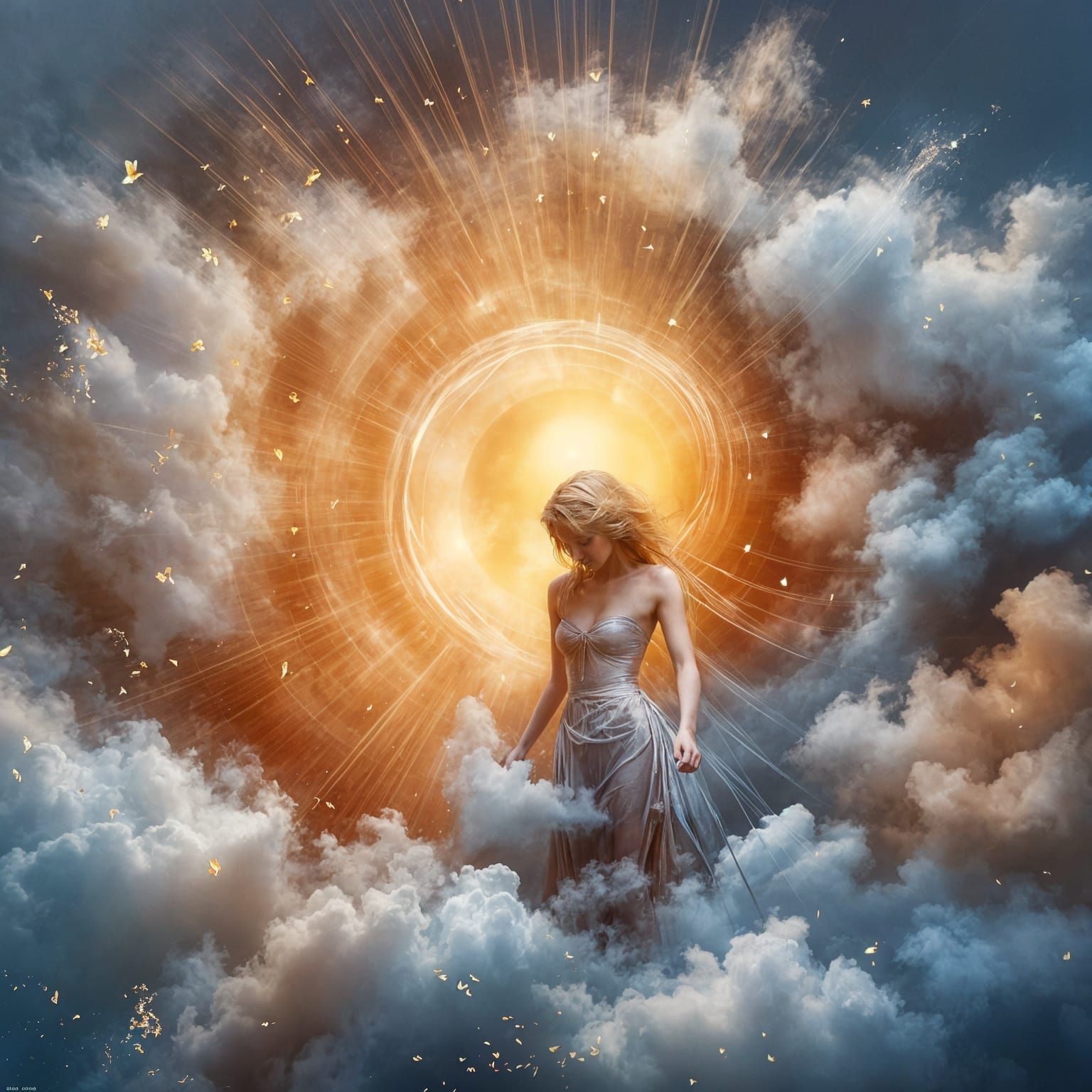 Abstract Surrealist Feminine Beauty in Green Gradient