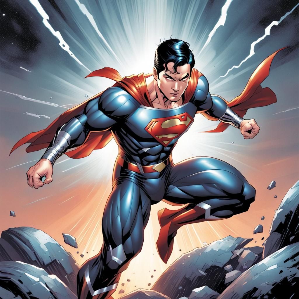 Asian superman with black and silver costume