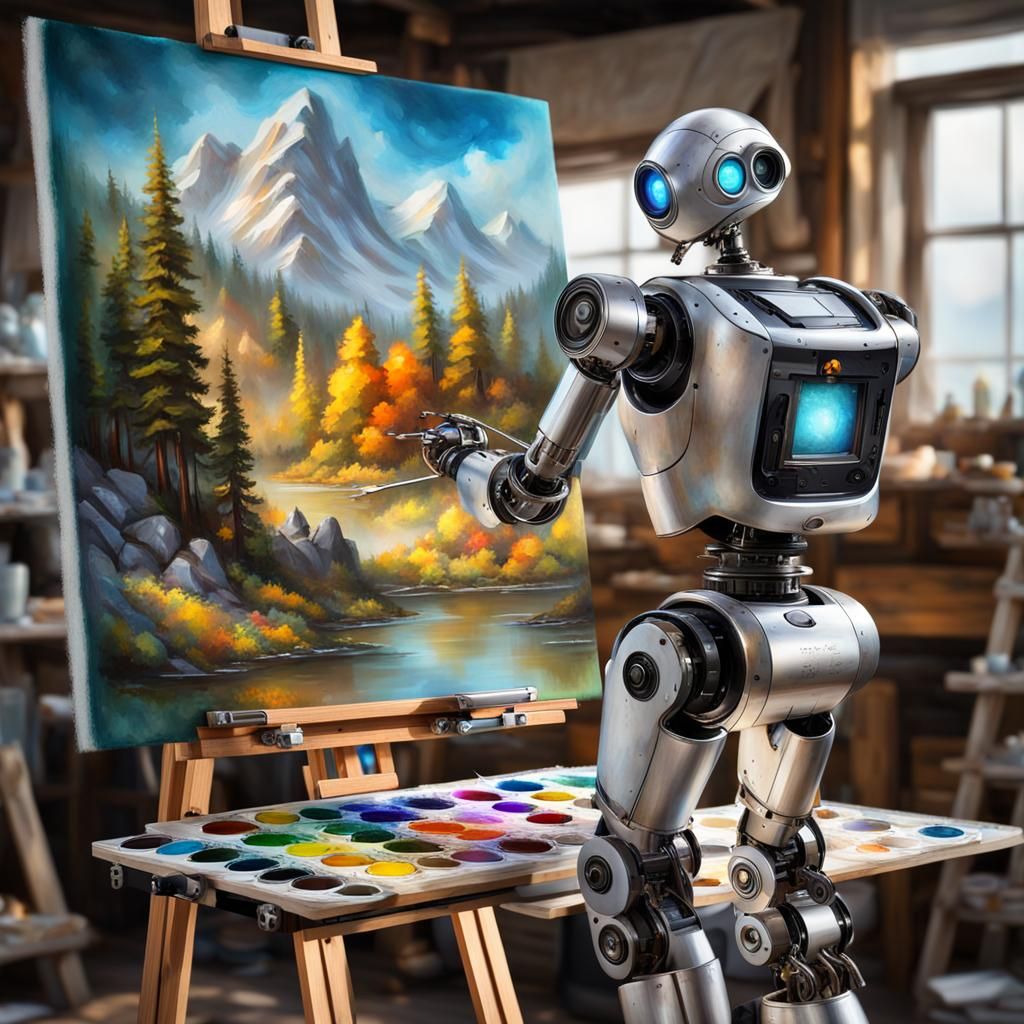 Bob Ross Robot Paints a Landscape