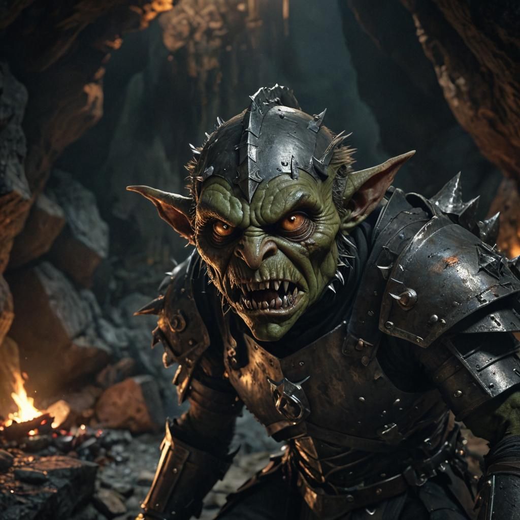 Fierce Goblin Warrior in Dark Fantasy Style