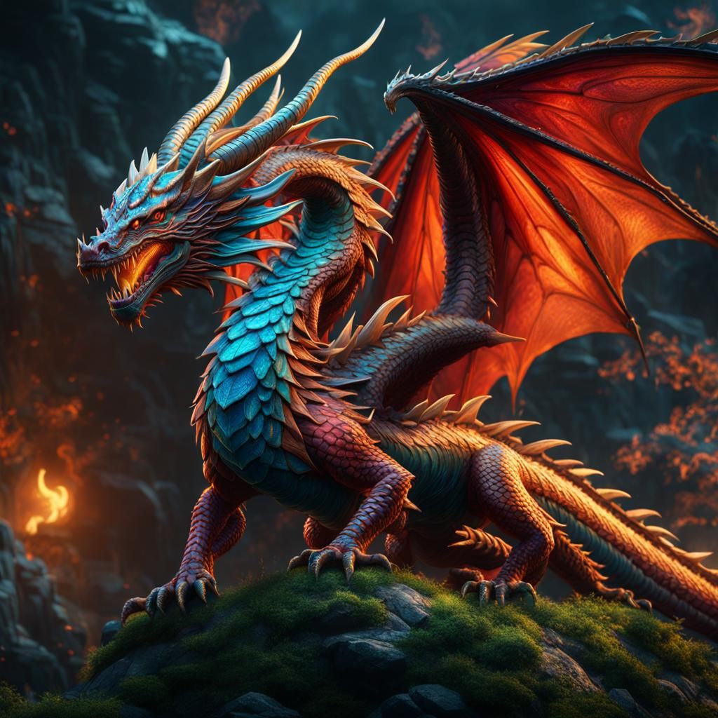 Fantastical Colorful Dragon Concept Art