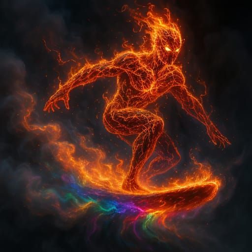 Fire and Lightning Superhero in Cinematic Style