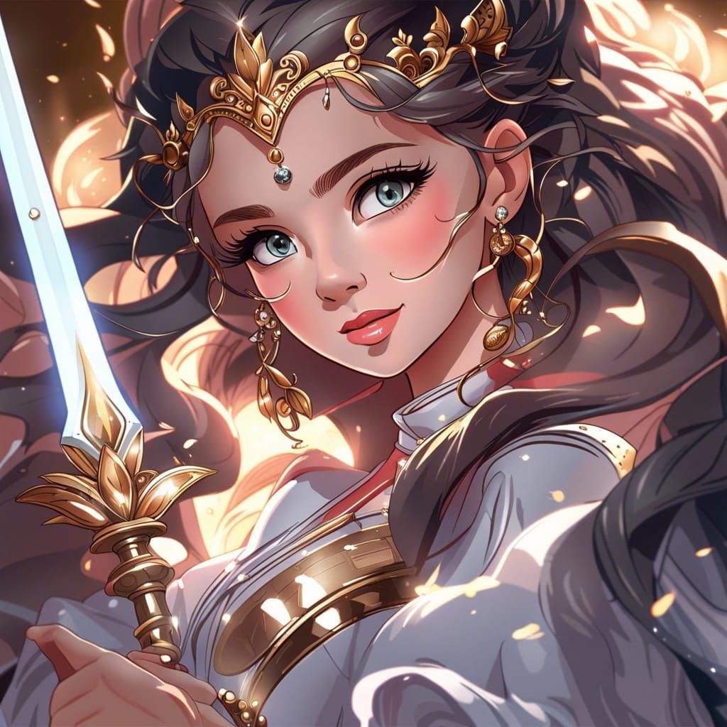 Anime Princess Belle Portrait in Manga Style