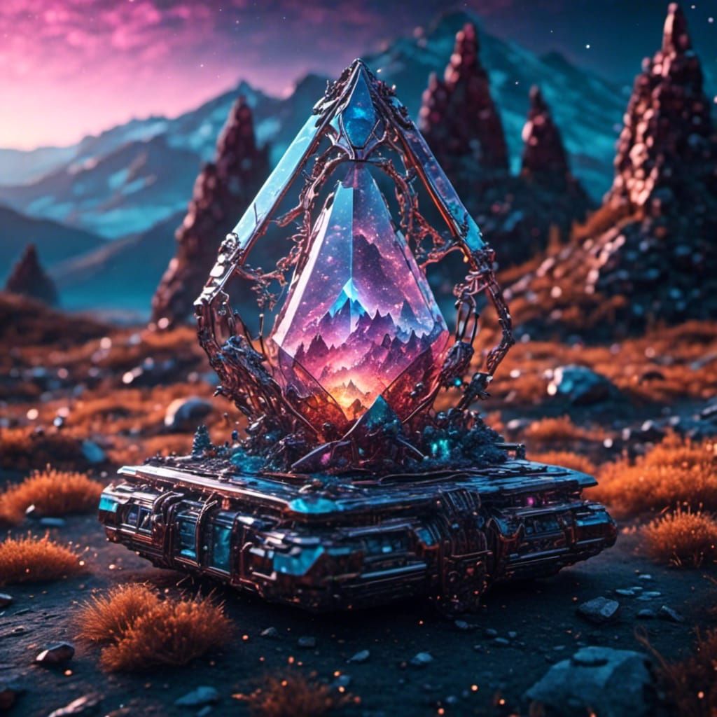 Cosmic Crystal in Futuristic Sci-Fi Style
