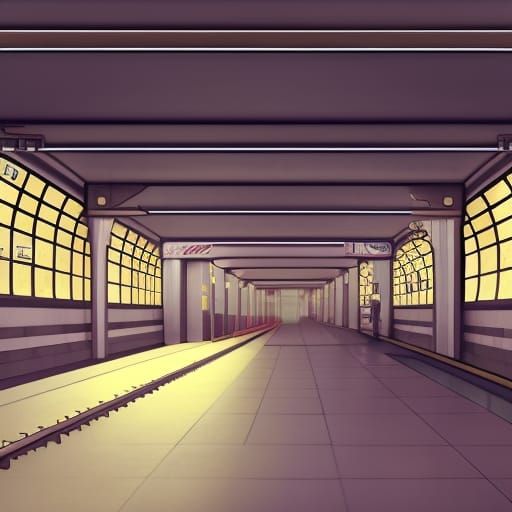 Eerie Subway Station: Liminal Space Illustration