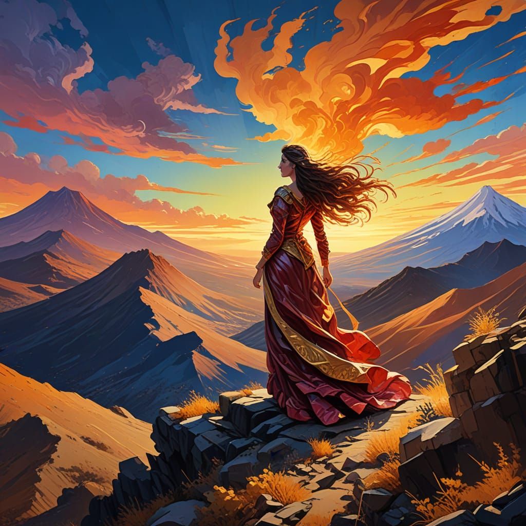 Epic Impressionist Painting of Mount Etna Cloud