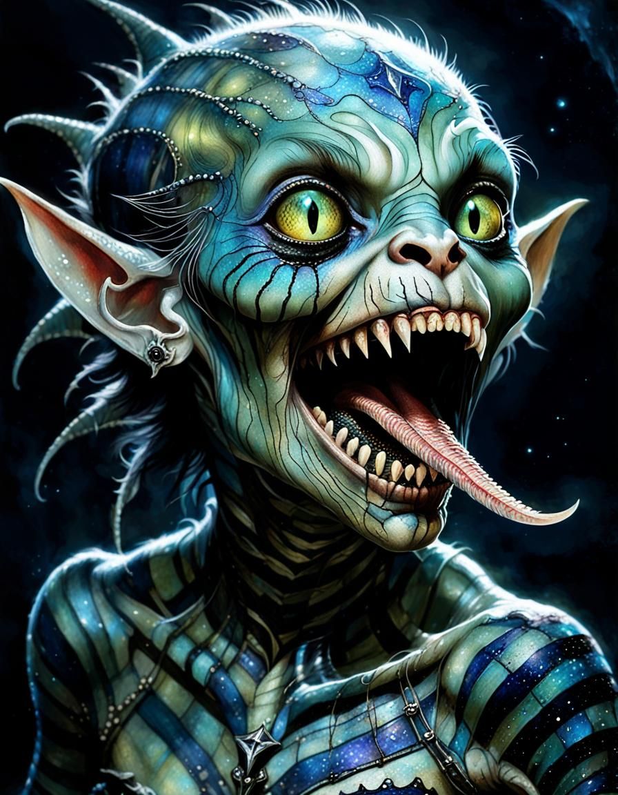 Bioluminescent Goblin Maiden: Fantasy Art Portrait