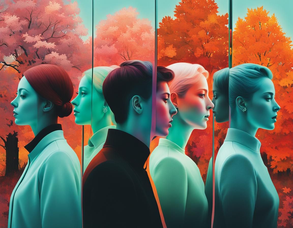 Glitchcore Silhouettes of the Four Seasons