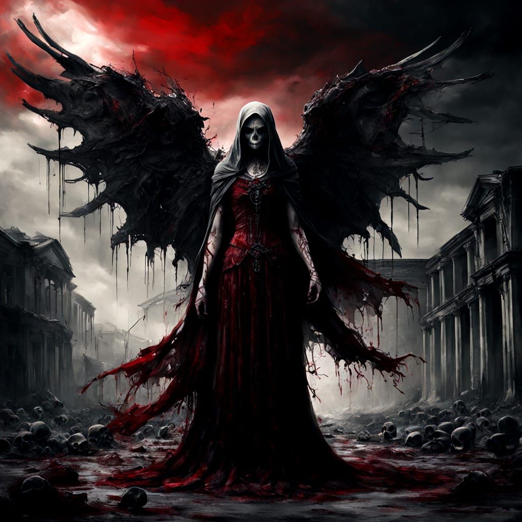 Surreal Dark Fantasy Goddess in Ruins