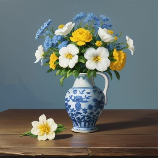 Still Life of Flowers in Oil Painting Style