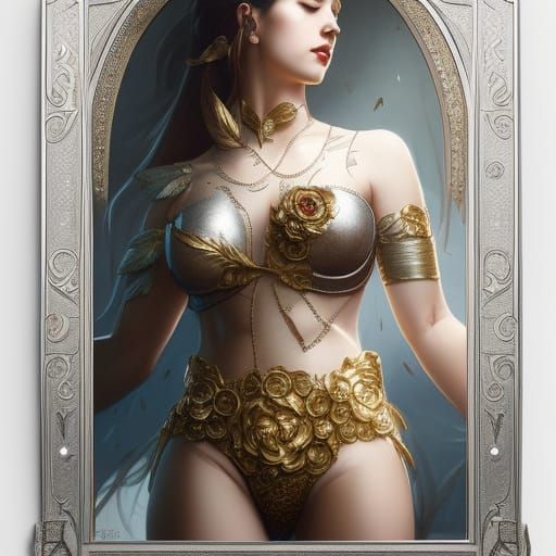 Britannia Portrait with Silver and Gold Armor