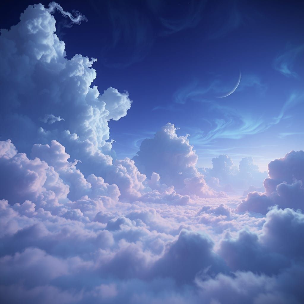 Mystical Realm in Ethereal Blue-Purple Hues