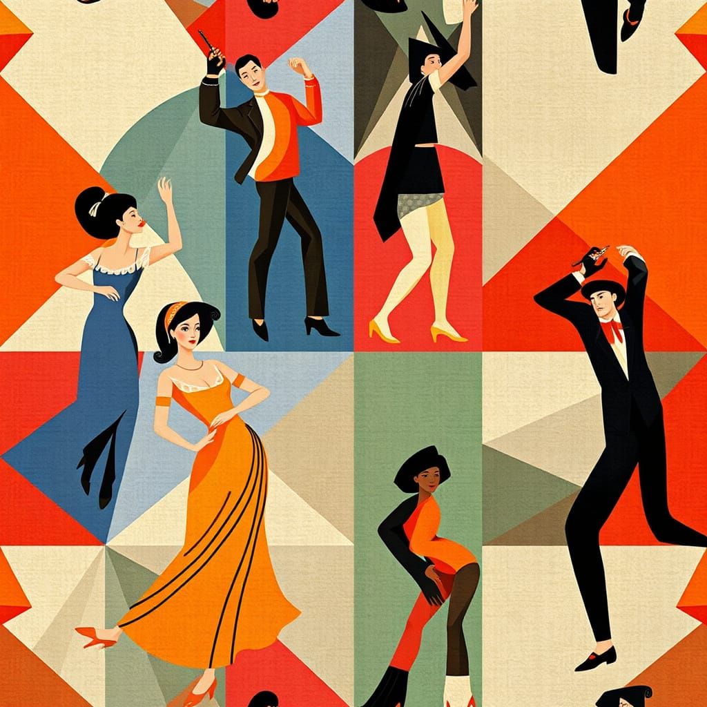 Geometric Portrait Collage Art in Vibrant Colors