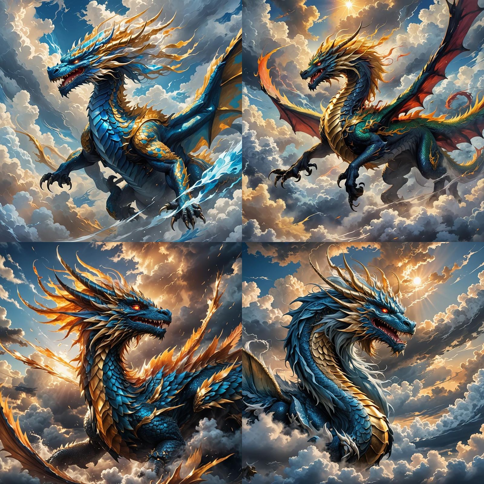 Majestic Wind Dragon Soaring Through Stormy Skies