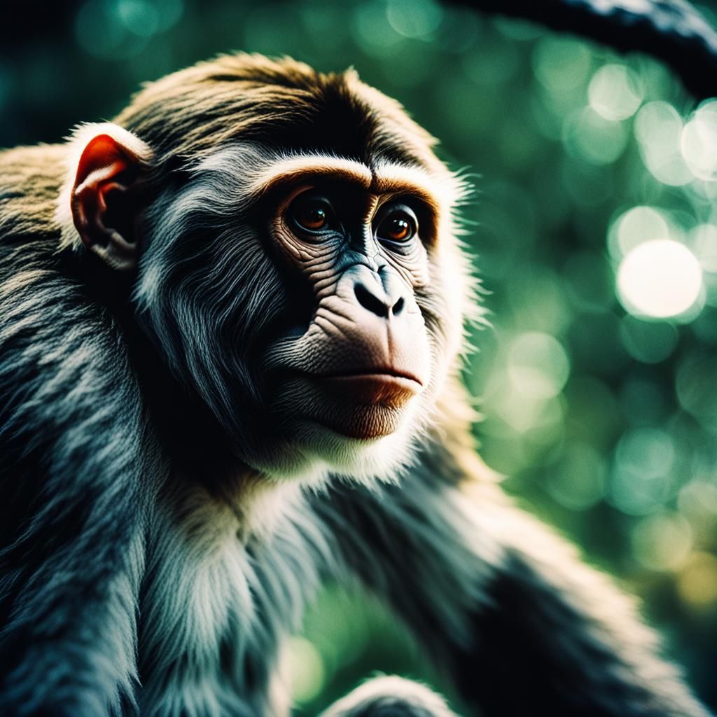 Cinematic Monkey Portrait in Film Style