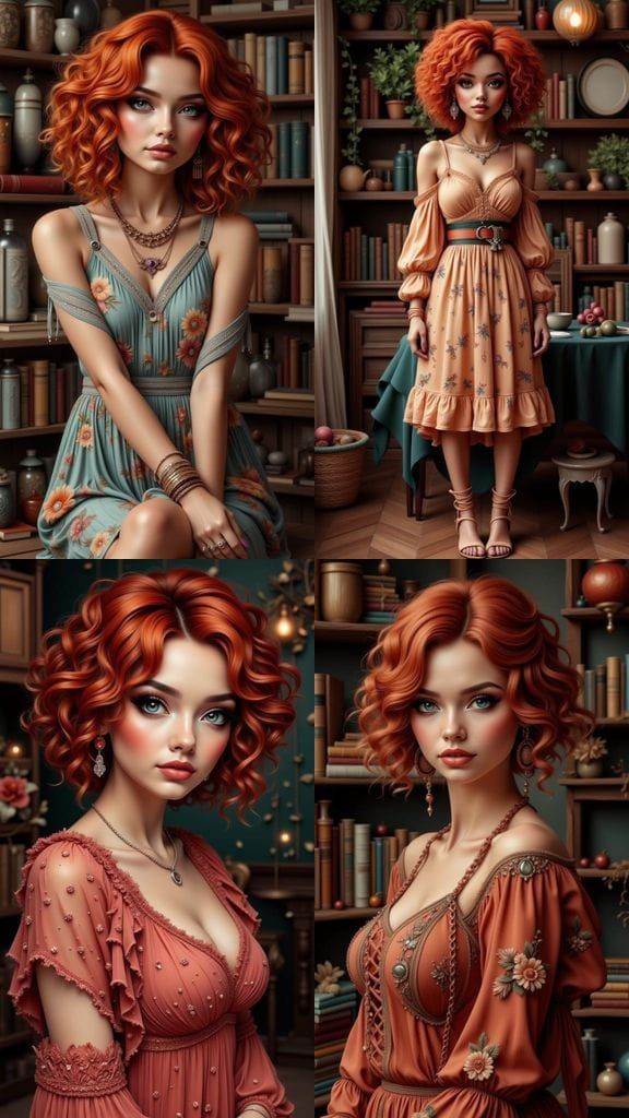 Young Woman in Bohemian Dorm Room, Hyperrealistic Style