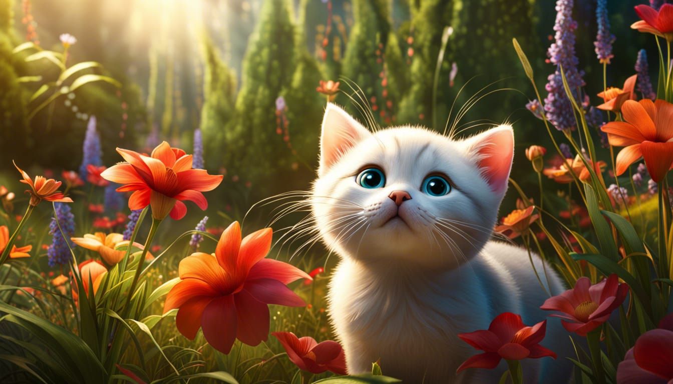 Hyperrealistic Kitten Postcard Concept Art