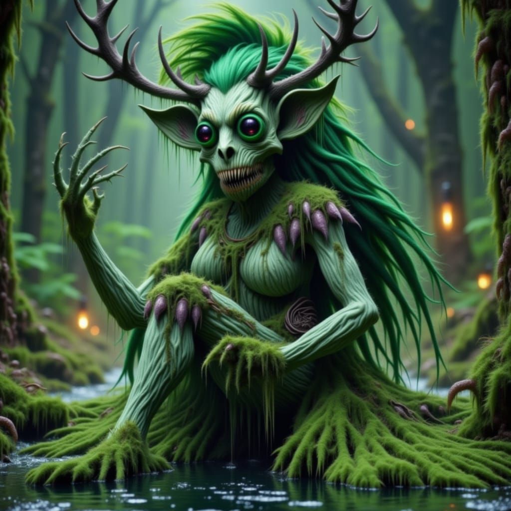 Swamp Witch Queen in Graffiti Street Art Style