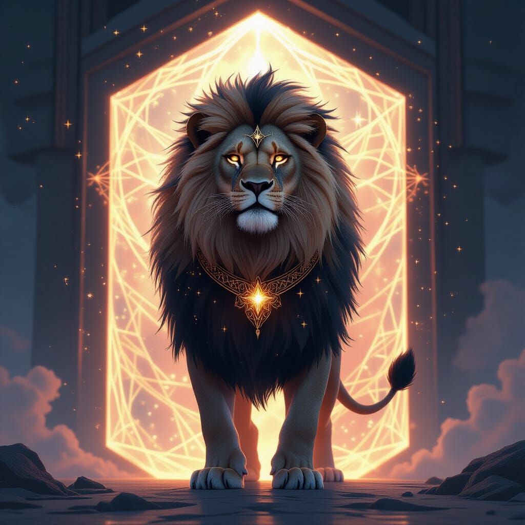 Lion of Stardust Guards Cosmic Portal