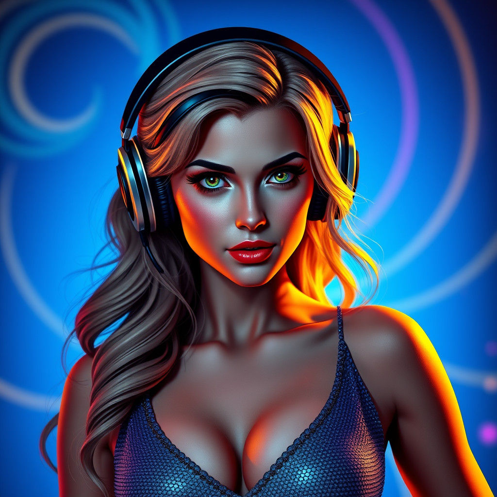 Cinderella as DJ in Art Nouveau Cyberpunk Fusion