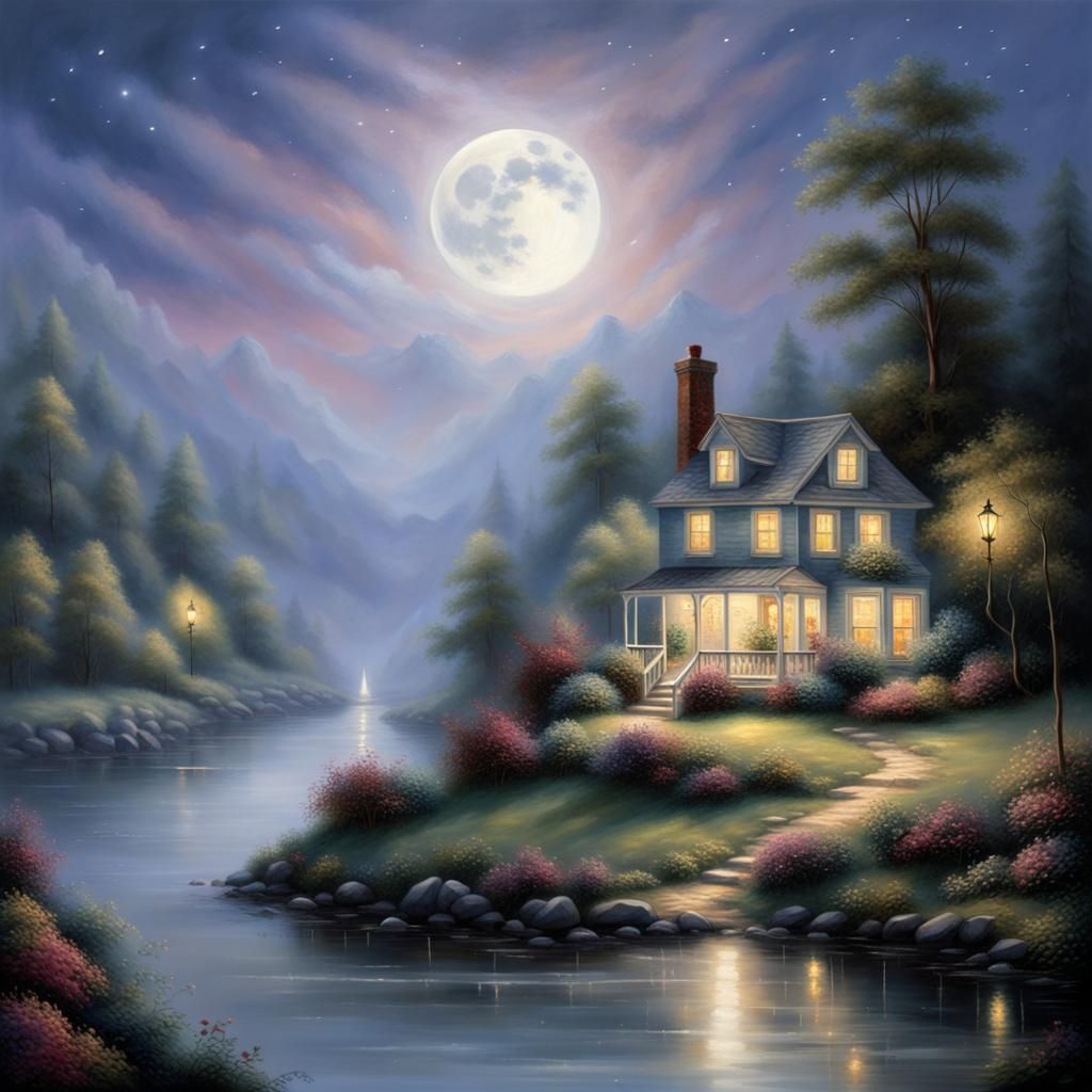 Moonlit Night Sky: Celestial Fantasy Art